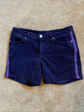 Women’s Navy Corduroy Shorts with Purple Trim